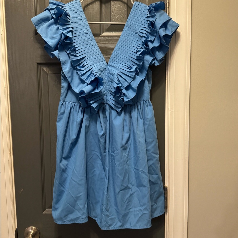 Entro Blue Ruffled Mini Dress